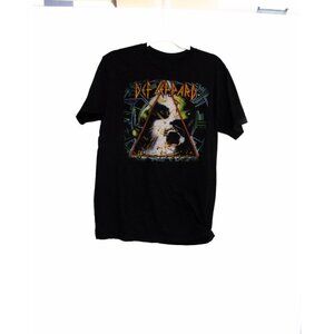 Def Leppard Mens Black Cotton T Shirt Graphic Crew Neck Pullover Short Sleeve S